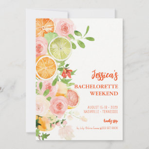 Citrus Summer Floral Bachelorette Wochenende Einladung