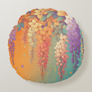 Citrus Sunset Wisteria Rundes Kissen