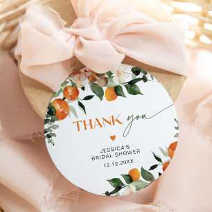 Citrus Thema Orangen Blattage Briddy Vielen Dank Geschenkanhänger