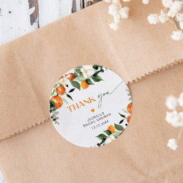Citrus Thema Orangen Blattage Briddy Vielen Dank Runder Aufkleber