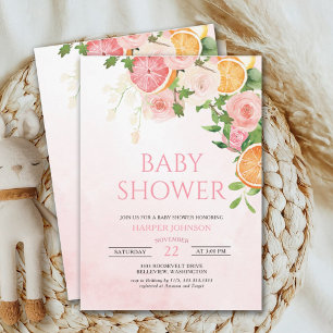 Citrus Theme Fruit Floral Baby Dusche Einladung