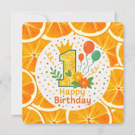 Citrus-Themed First Birthday Number "1" Dankeskarte