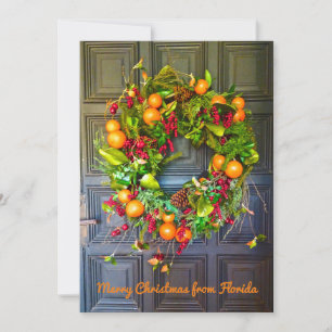 Citrus Themed Holiday Wreath Bok Gardens Florida Feiertagskarte