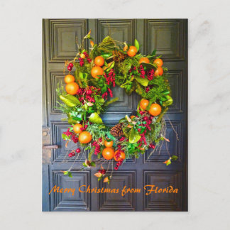 Citrus Themed Holiday Wreath Bok Gardens Florida Postkarte