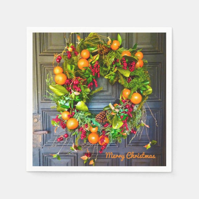 Citrus Themed Holiday Wreath Bok Gardens Florida Serviette (Vorderseite)