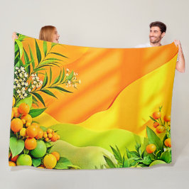 Citrus und Blätter Graphic Fleecedecke