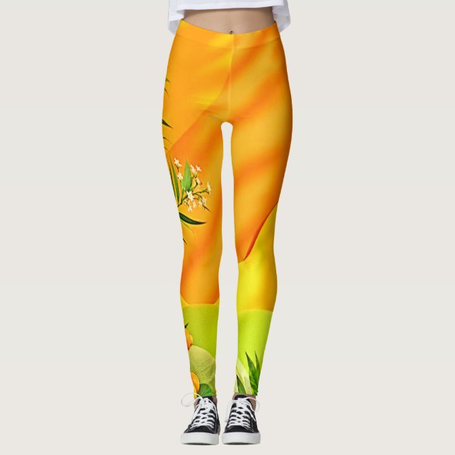 Citrus und Blätter Graphic Leggings (Vorderseite)