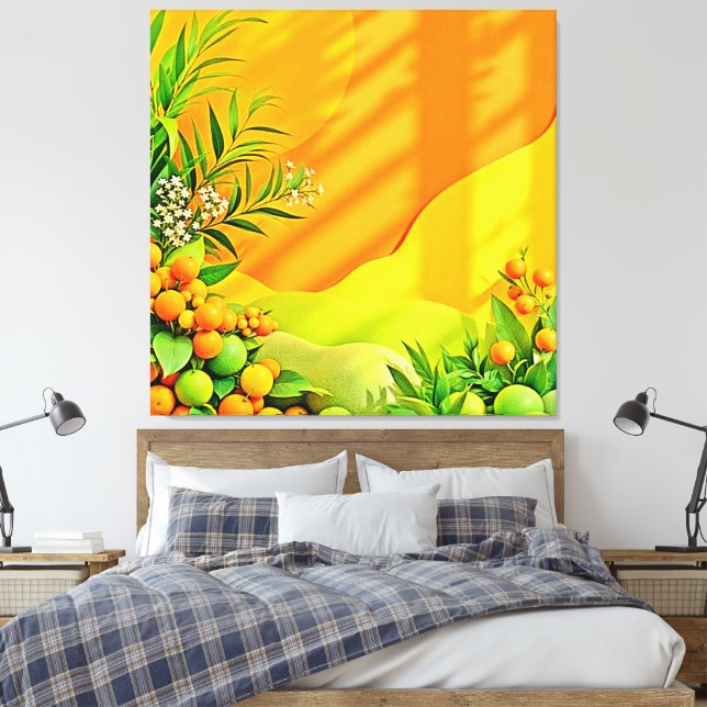 Citrus und Blätter Graphic Leinwanddruck (Insitu (Schlafzimmer))