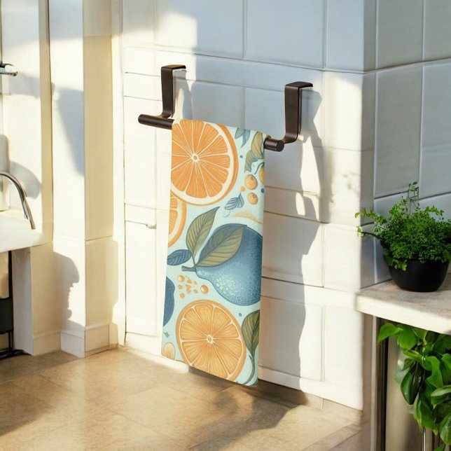 Citrus Vibrann Lemon & Orange Aquarellblume Geschirrtuch (Von Creator hochgeladen)