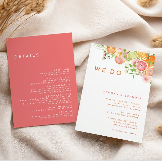 Citrus Wasserfarbe Wir machen alles in einer Hochz Einladung (Von Creator hochgeladen)