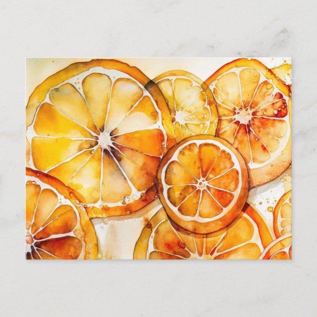 Citrus Watercolor Alkohol Tinte Postkarte (Vorderseite)