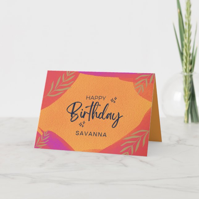 Citrus Watercolor Chic Happy Birthday Individuelle Karte (Vorderseite)