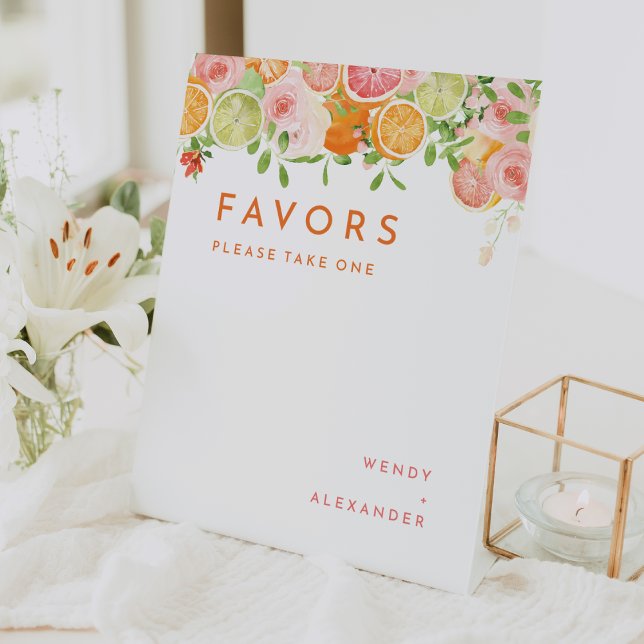 Citrus Watercolor-Gastgeschenke Hochzeiten Sockelschild (Von Creator hochgeladen)