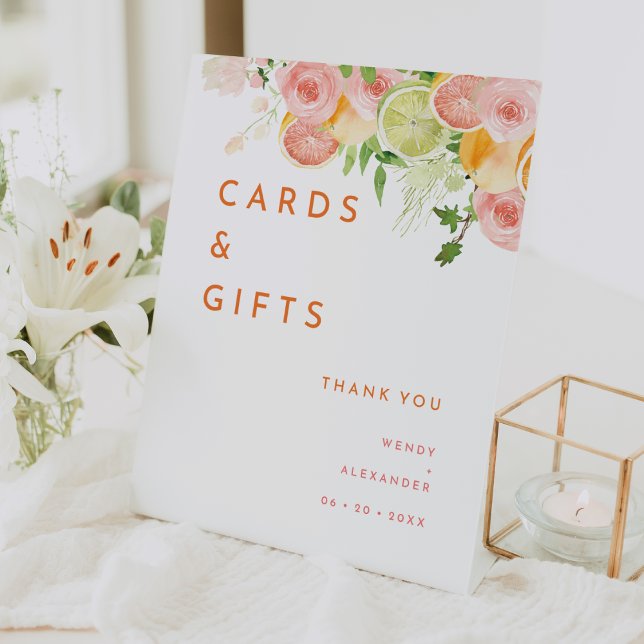 Citrus Watercolor Hochzeitskarten und Geschenke Sockelschild (Von Creator hochgeladen)