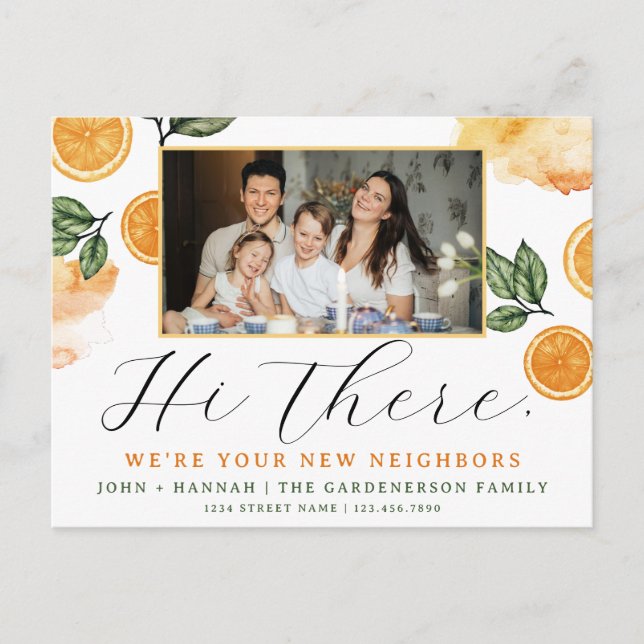 Citrus Watercolor neue Nachbar Postkarte (Vorderseite)
