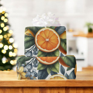 Citrus Watercolor Orange Frucht Botanischer Sommer Geschenkpapier