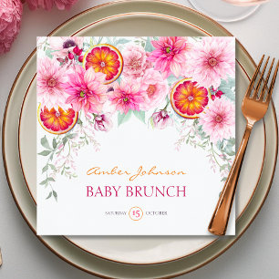 Citrus & Watercolor Pink Blume Kinderdusche Serviette