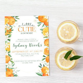 Citrus Watercolor Süsse auf dem Weg Babydusche Einladung