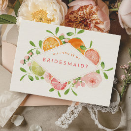 Citrus Watercolor Wedding Bridesmaid Vorschlag Car Einladung