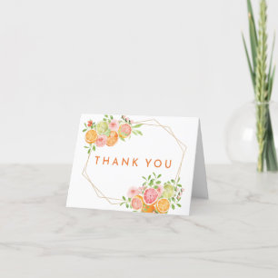 Citrus Watercolor Wedding Foto geklappt Dankeskarte