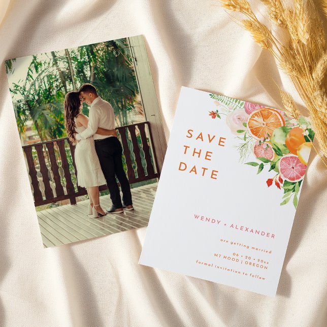 Citrus Watercolor Wedding Foto Save The Date (Von Creator hochgeladen)