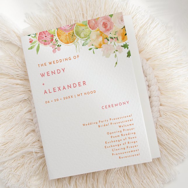 Citrus Watercolor Wedding geklappt Programm (Von Creator hochgeladen)