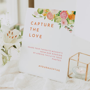 Citrus Watercolor Wedding Hashtag Sockelschild