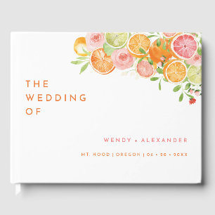 Citrus Watercolor Wedding Monogram Guest Book Gästebuch