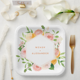 Citrus Watercolor Wedding Pappteller
