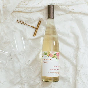 Citrus Watercolor Wedding Vielen Dank Weinetikett