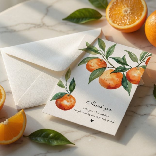 Citrus Wedding Mediterranean Orange Dankeskarte (Von Creator hochgeladen)