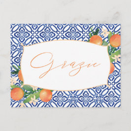Citrus Wedding oder Dusche Vielen Dank - Grazie It Postkarte