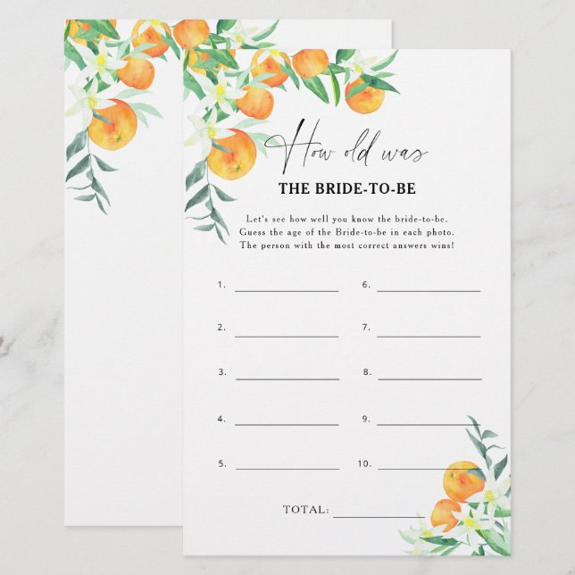 Citrus - Wie alt war die Braut, um Spiel zu werden (Vorne/Hinten)