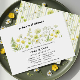 Citrus Wildflower Ghost Stripe Wedding Rehearsal Einladung
