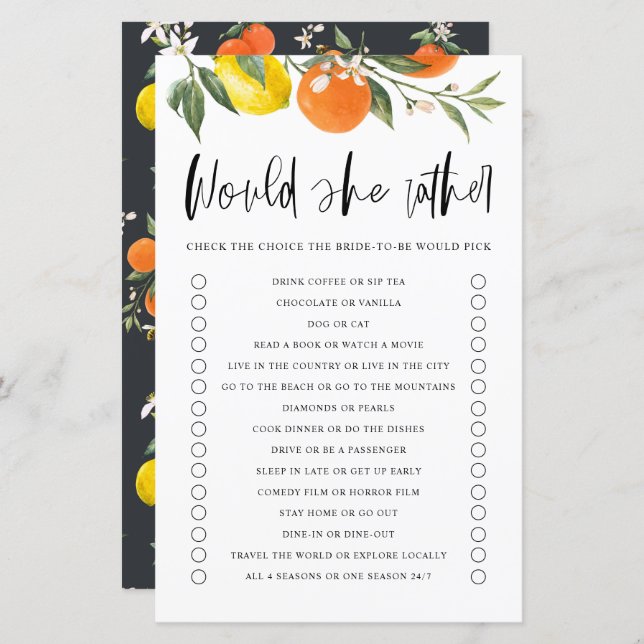 Citrus würde sie eher Brautparty spielen (Vorne/Hinten)