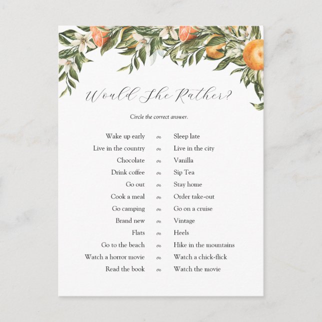 Citrus würde sie eher Brautparty spielen Postkarte (Vorderseite)