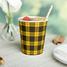 Citrus Yellow Kariert Paper Cups