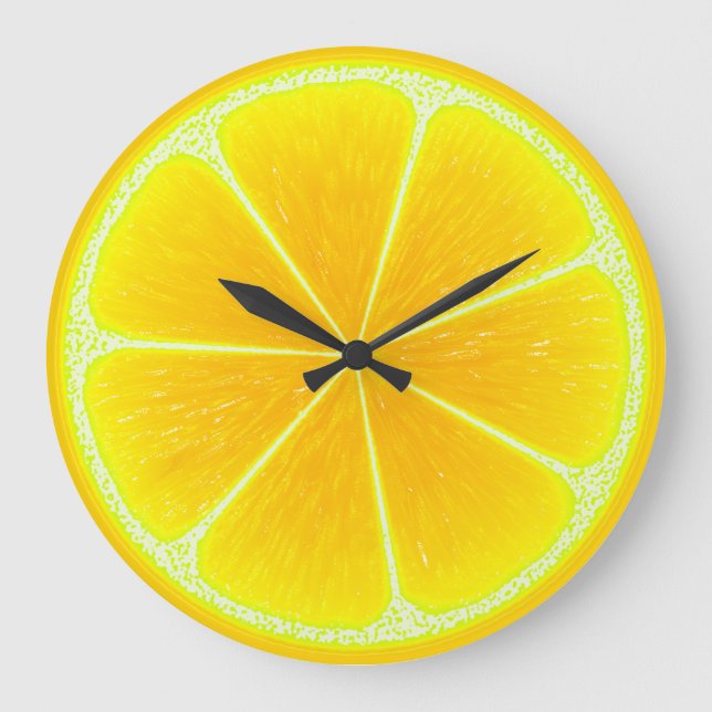 Citrus Yellow Lemon Frucht Slice Große Wanduhr (Vorderseite)