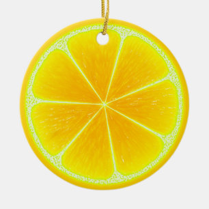 Citrus Yellow Lemon Frucht Slice Keramik Ornament