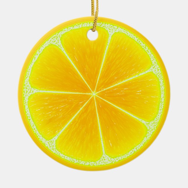 Citrus Yellow Lemon Frucht Slice Keramik Ornament (Vorne)