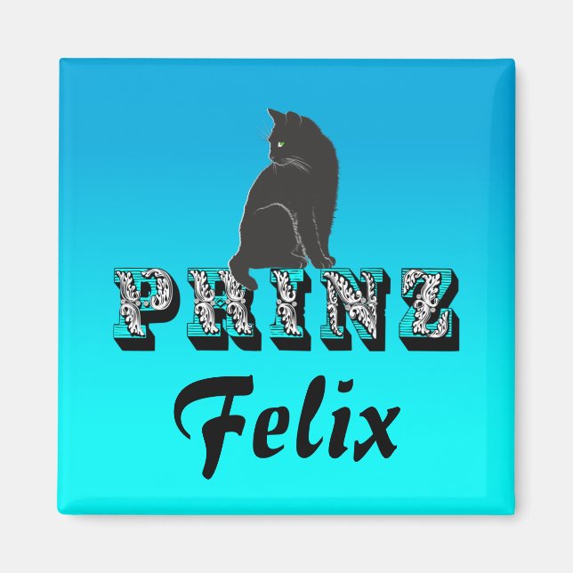 Citty Prinz schwarzer Kater Katze Magnet (Vorne)