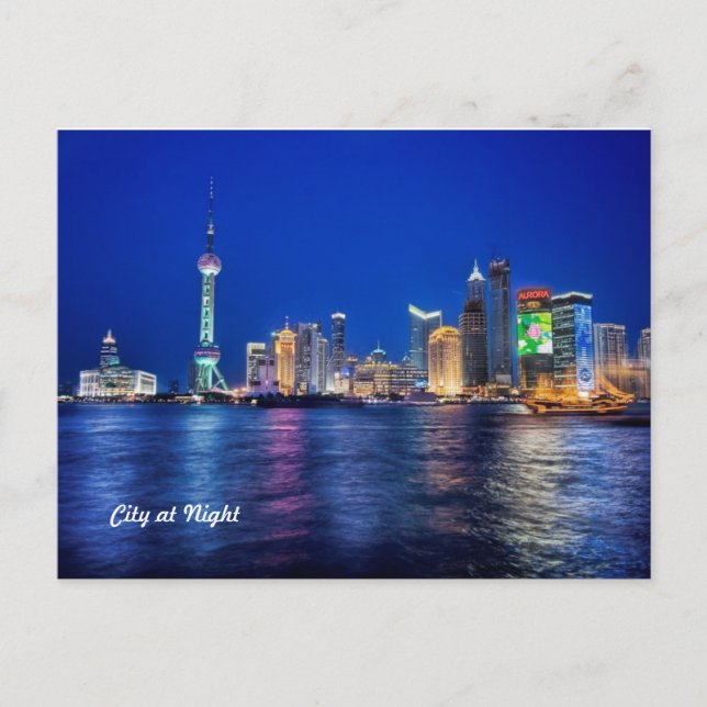 City at Night Postcard Postkarte (Vorderseite)