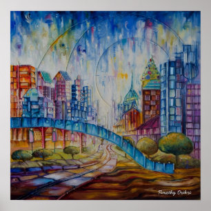City at Peace Abstrakt - Canvas Print Poster