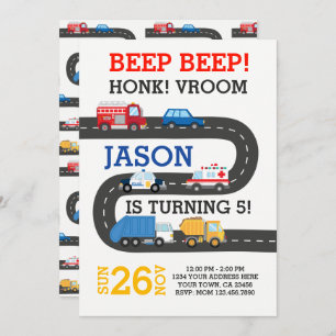 City Cars Einladung, 100% anpassbar Einladung