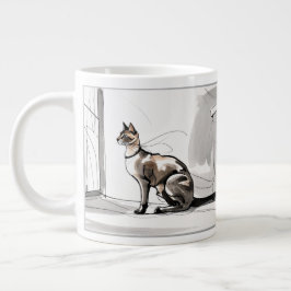 City Cat Looking Stylish Minimalist Art Jumbo-Tasse