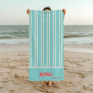 City Chic Aqua Striped Bridesmaids Strandtuch