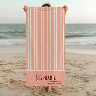 City Chic Boho Pink Striped Bridesmaids Strandtuch
