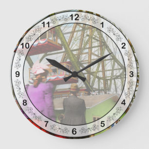 City - Chicago,IL - The first Ferris Wheel 1893 Große Wanduhr