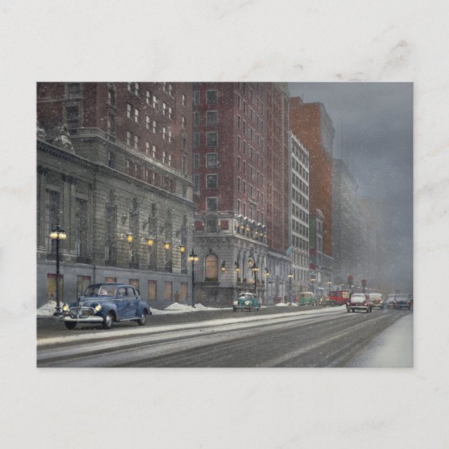 City - Chicago, IL - Wintertime in Chicago 1942 Postkarte (Vorderseite)