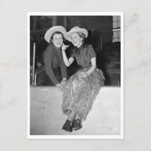 City Cowgirls Vintag 1937 Foto Postkarte